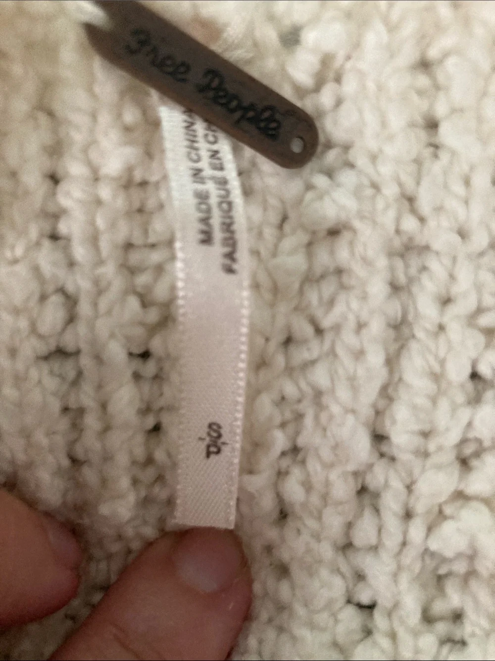 Free People Cream Open-Front Chunky Knit Cardigan
